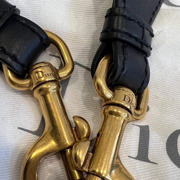 Authentic CHRISTIAN DIOR Navy/Beige Embroidered Woven Shoulder Strap - Picture 3 of 6